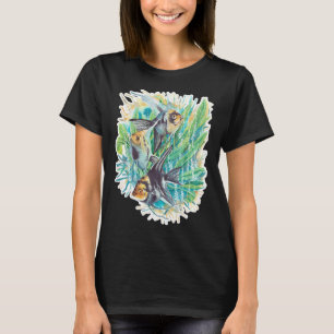 T-shirt Chat regardant des poissons