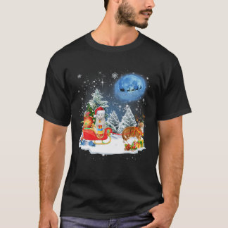T-shirt Chat Reindeer Père Noël Noël Light Chat Maman Chat