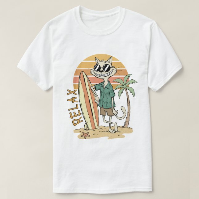 T-shirt Chat Relax Surf Vibes  (Design devant)