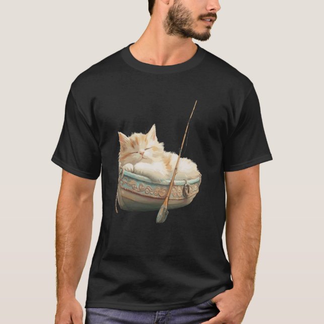 T-shirt Chat Relaxant Endormi Paisiblement Dans Un Bateau (Devant)