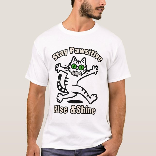 T-shirt Chat Restez Pawsitive (Devant)