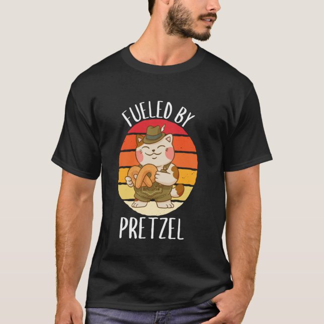 T-shirt Chat Rétro Alimenté Par Bretzel Nourriture De Bret (Devant)