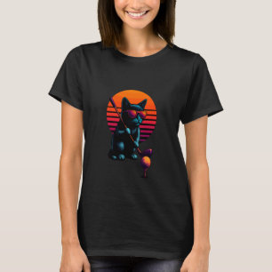 T-shirt Chat Rétro Avec Club De Golf Golfeur Jouant Au Gol