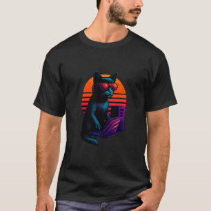 T-shirt Chat Rétro Avec Compétences Réseaux Informatiques