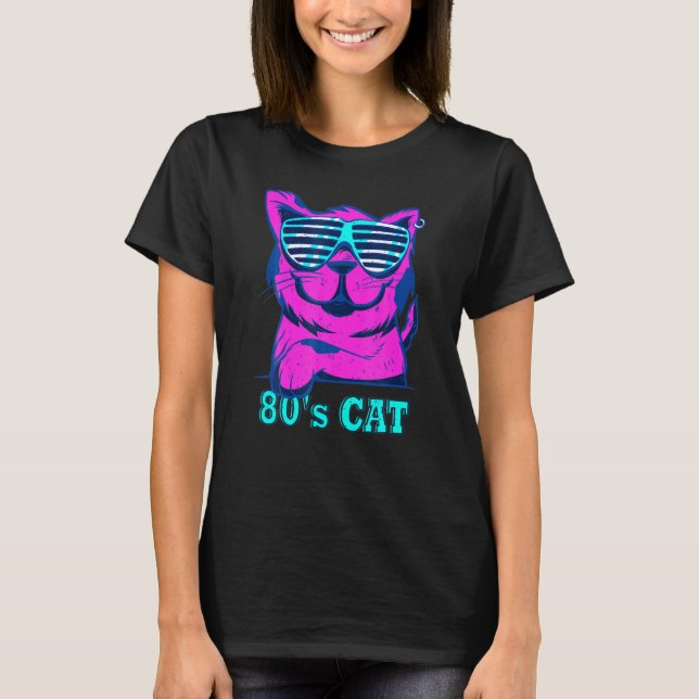 T-shirt Chat Retro Colorée 80S (Devant)