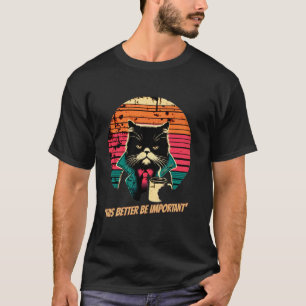 T-shirt Chat Rétro Crépuscule Drôle Café Matin Misérable L