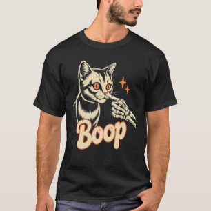T-shirt Chat Rétro Drôle Main de Squelette Boop Amoureux C