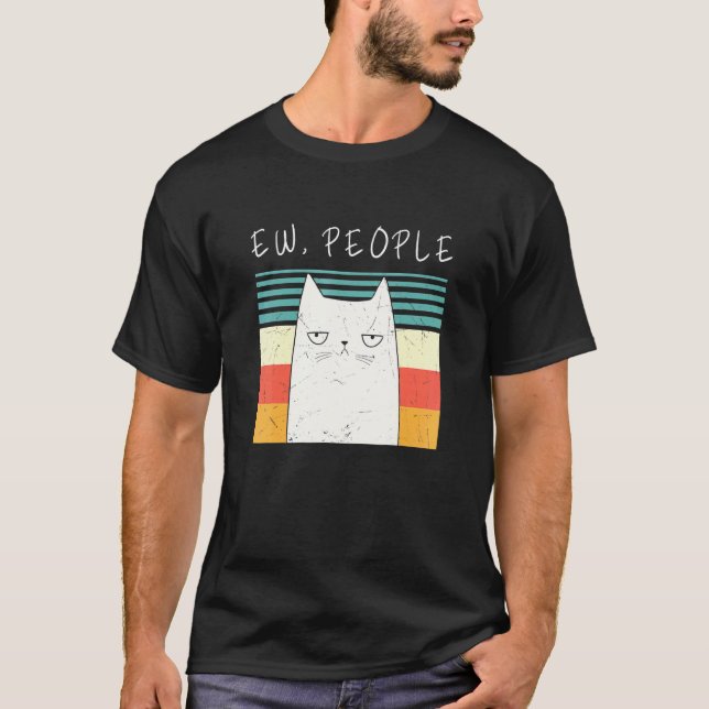 T-shirt Chat Rétro  Ew Personnes Miaou Chat Minou Ew Perso (Devant)