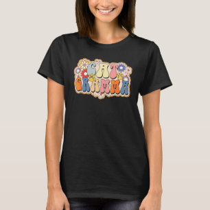 T-shirt Chat Rétro Gramma Vintage Floral Chat Pour Femmes