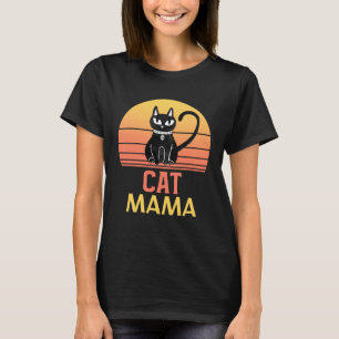 T-shirt Chat Retro Perturbé Mama Vintage 80 Style C