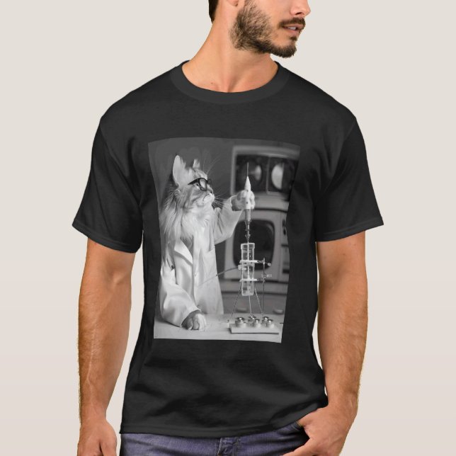 T-shirt Chat Rétro Science - STEM - Laboratoire de Chat Cu (Devant)