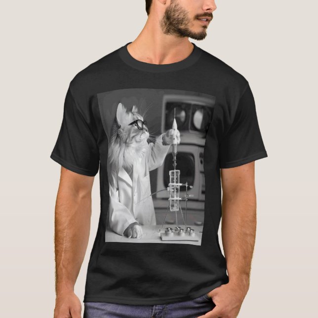 T-shirt Chat Rétro Science - STEM - Laboratoire de Chat Cu (Devant)