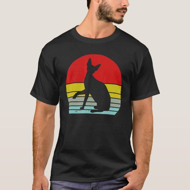 T-shirt Chat Rétro Silhouette de Chat Rétro Style 80s 90s (Devant)