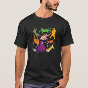 T-shirt Chat Retro Style chats chats Multicolor pour garço