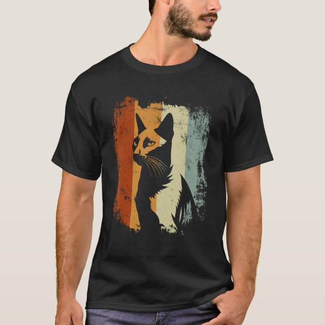 T-shirt Chat rétro vintage bleu russe (Devant)