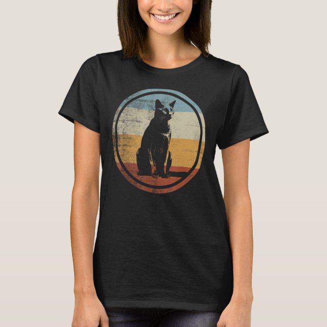 T-shirt Chat rétro vintage bleu russe (Devant)