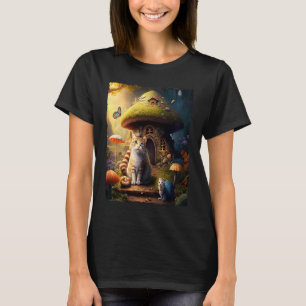 T-shirt Chat rêvé de Cottagecore mystique Champignons ench