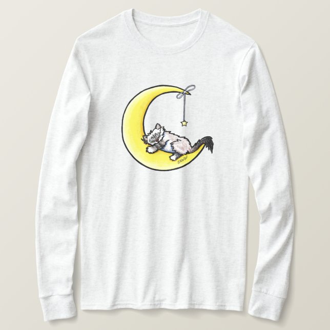 T-Shirt Chat Rêveur Amour Lunaire (Design devant)