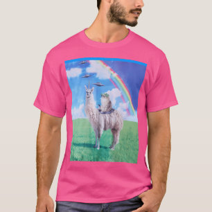 T-shirt Chat Riding Llama Unicorn Arc En Arc En Arc En Arc