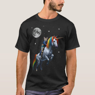 T-shirt Chat Riding Unicorn