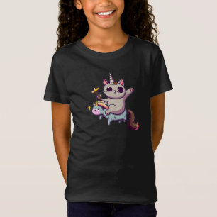T-Shirt Chat Riding Unicorn Avec Porte Magique