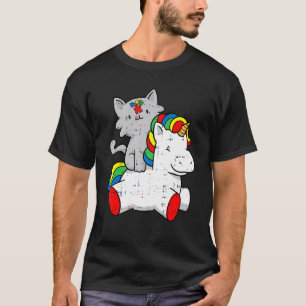 T-shirt Chat Riding Unicorn Sensibilisation sur l'autisme 