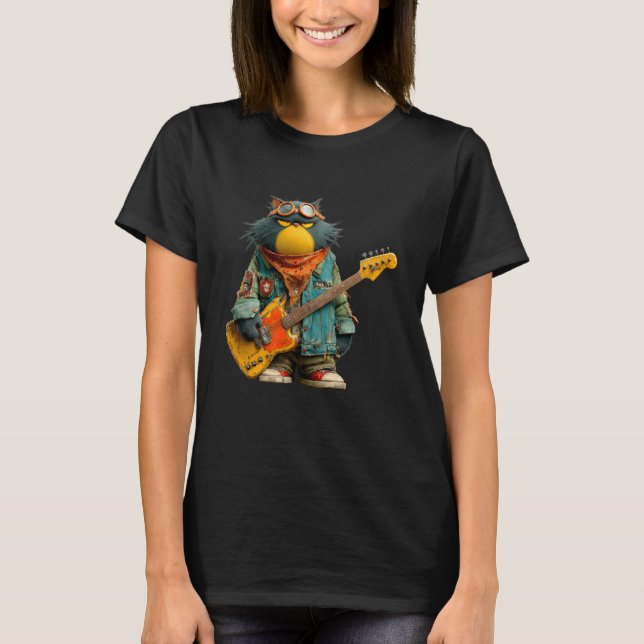 T-shirt Chat rigolo de rock (Devant)