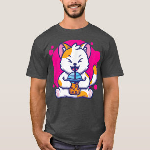 T-shirt Chat Rire Neko Kawaii Boba Thé Dans Le Style Anime