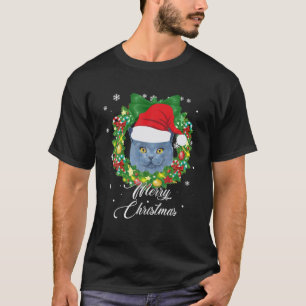 T-shirt Chat Rivage Britanniques Gros Chat Neige Noël No