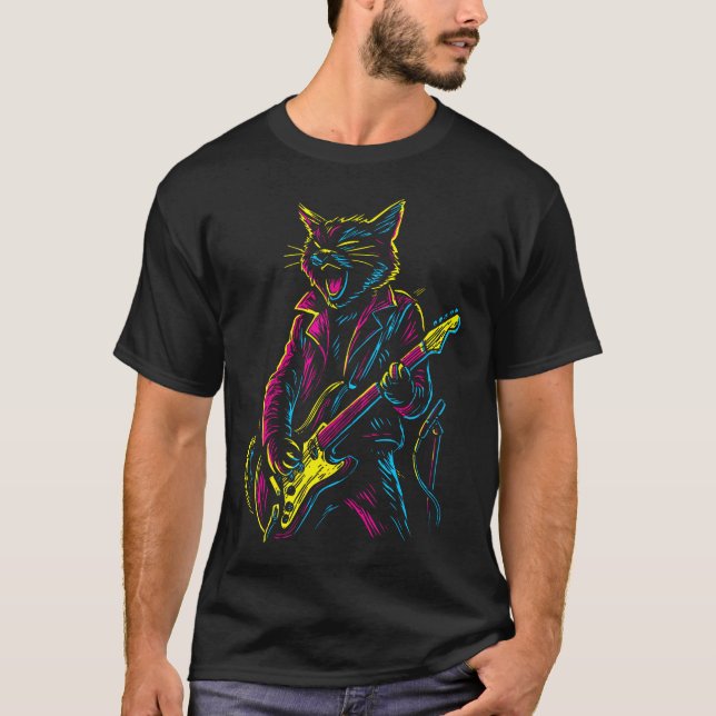 T-shirt Chat Rock And Roll (Devant)
