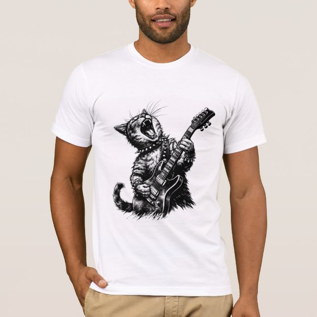T-shirt Chat Rock n Roll  (Devant)