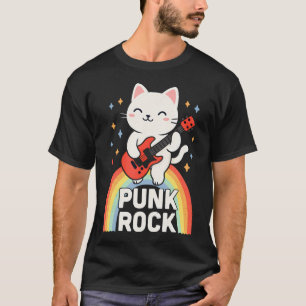 T-shirt Chat Rock Punk Drôle Musique De Guitar Rock And Ro