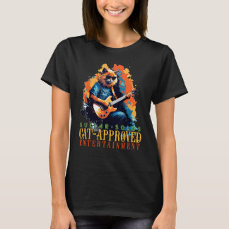 T-shirt Chat Rocker avec guitare pour les riffs et les ama