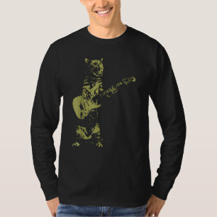 T-shirt Chat Rocker Funny Kitty Chat Jouer Guitare Musicie