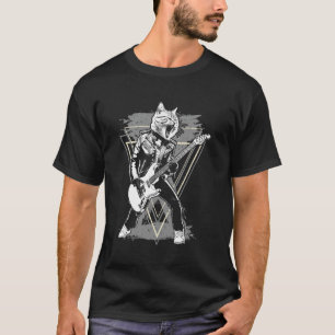 T-shirt Chat Rockstar Jouant de la Guitare Rock and Roll R