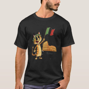 T-shirt Chat romain avec drapeau italien Roma Italia Voyag