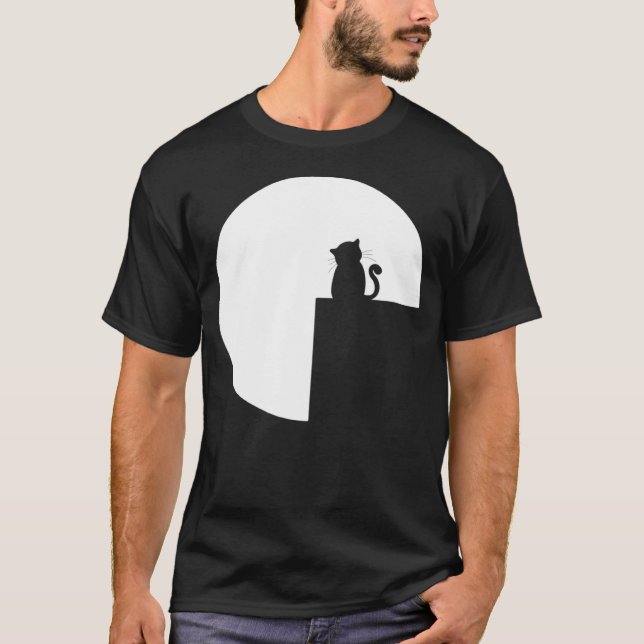 T-shirt Chat Romantique Pleine Lune (Devant)