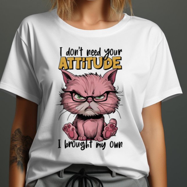 T-shirt Chat Rose Avec Attitude (Créateur téléchargé)