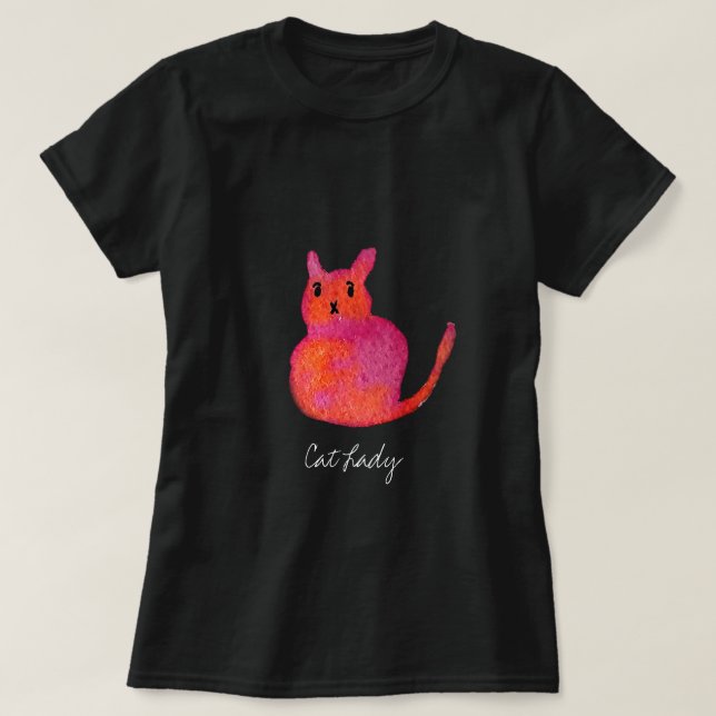 T-shirt Chat rose funky chaton mignonette (Design devant)