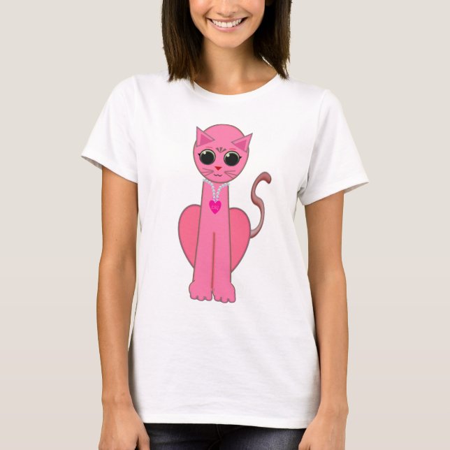 T-shirt Chat rose mignon (Devant)