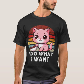 T-shirt Chat Rose Sunset vintage Je Fais Ce Que Je Veux Ga