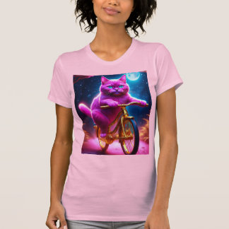 T-shirt Chat Rose Sur Vélo D'Or