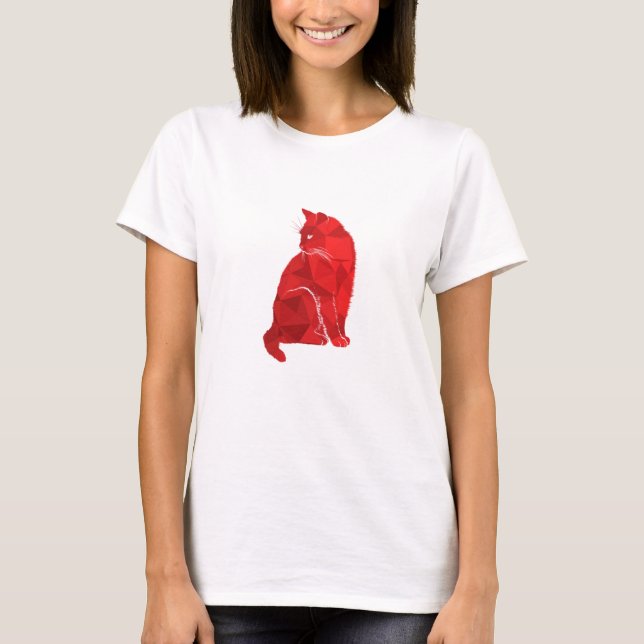 T-shirt Chat Rouge Chat Rose Chat Chat Miror Poly (Devant)