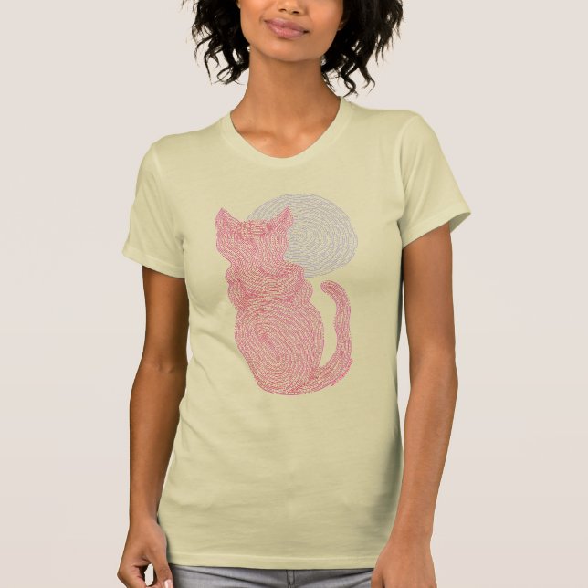 T-shirt Chat Rouge Et Tee Lune (Devant)