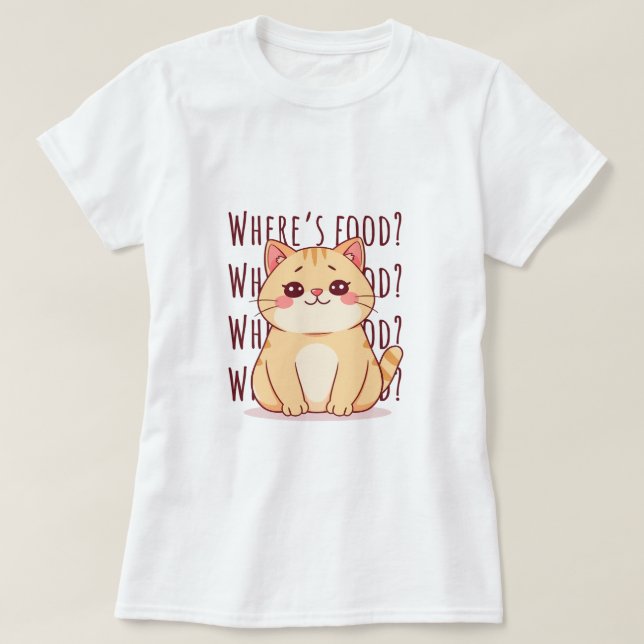 T-shirt Chat roux affamé (Design devant)