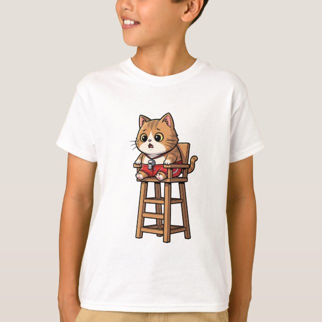 T-shirt Chat roux garde-côte pour enfants (Devant)