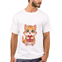 Chat roux Kawaii mignon tenant une boîte-cadeau ro
