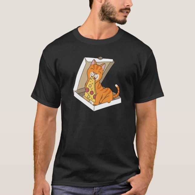 T-shirt Chat roux pizza animal de compagnie (Devant)