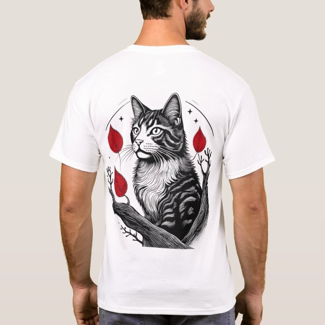 T-shirt "Chat royal en Feuille rouge - Imaginaire d'automn (Dos)
