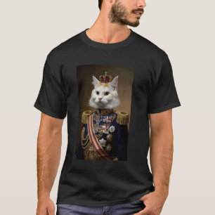 T-shirt Chat royal en tenue royale avec médailles et couro